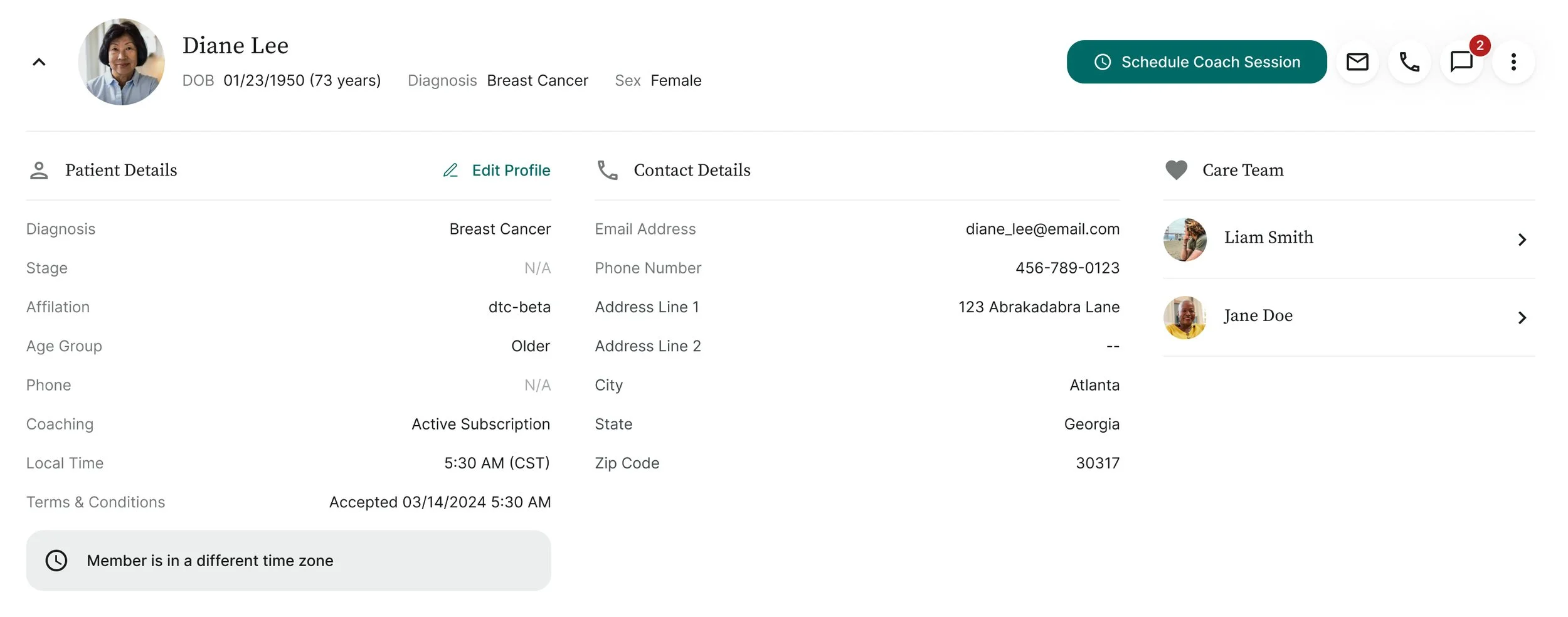 Expanded horizontal member details bar
