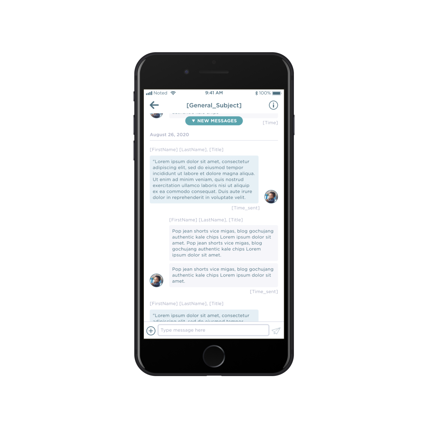 Shipped mobile patient messaging view