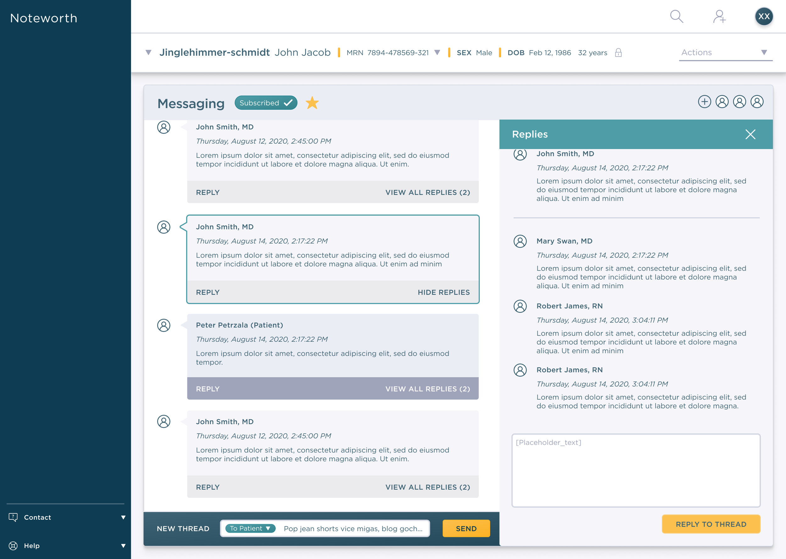 First redesign attempt, dedicated reply panel